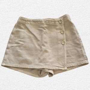 Zara Beige Skort Womens XS Button Front Wrap Skirt Shorts High Waist